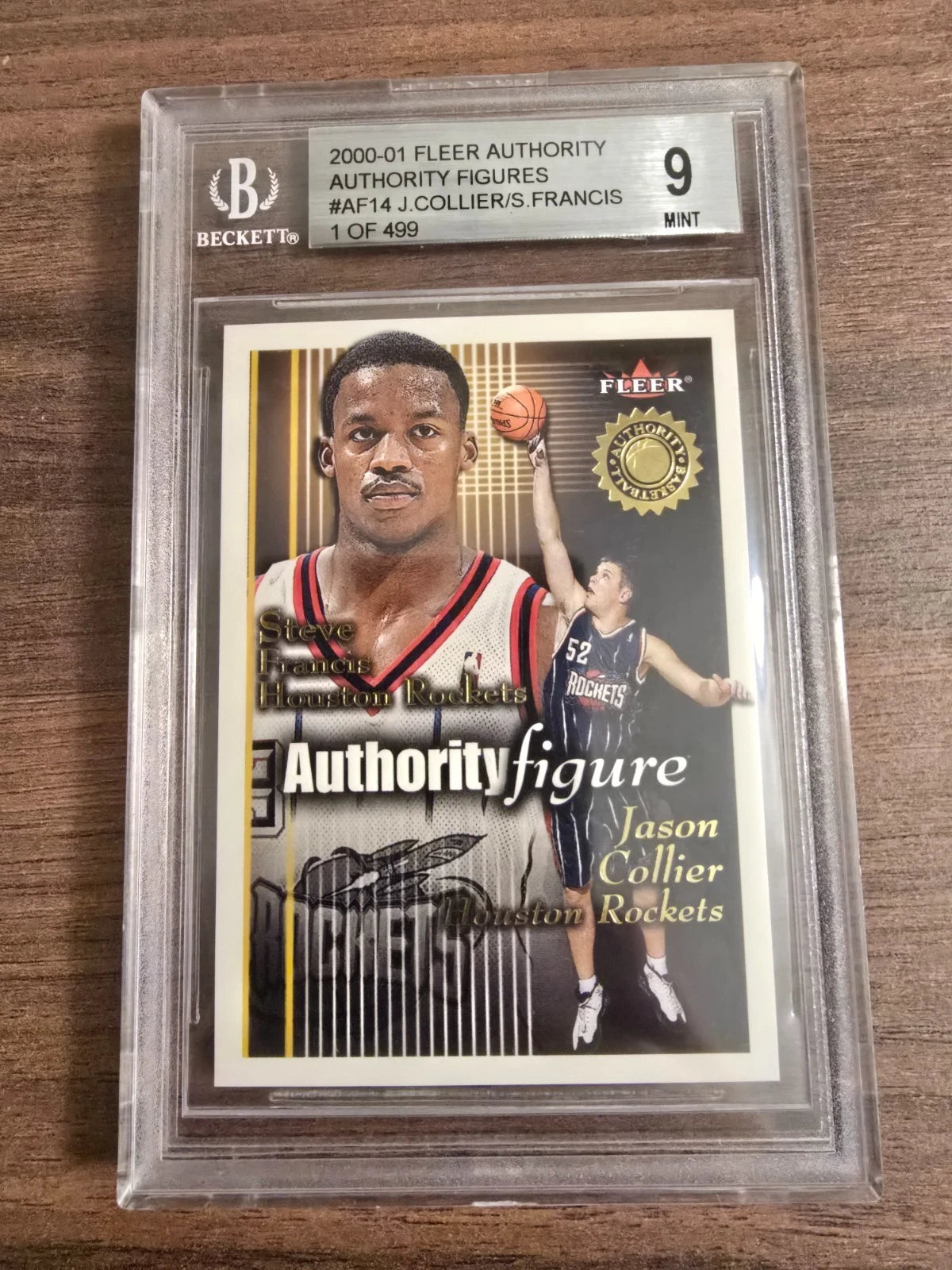 Graded 2001 Fleer Authority Figure Trading Card – Steve Francis / Jason Collier Rookie #/499 (Beckett 9)