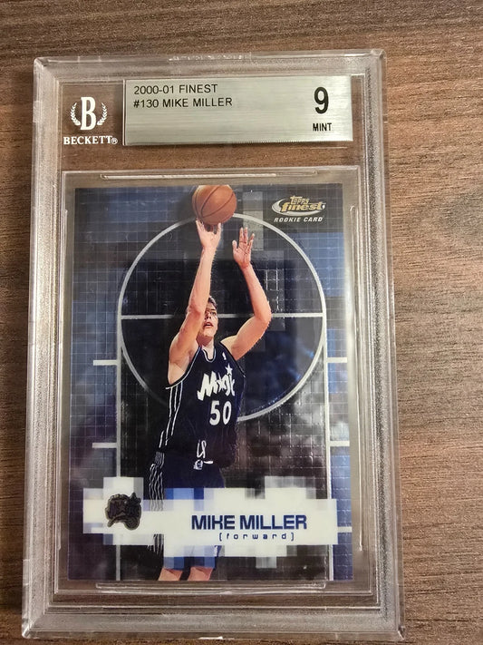 2000–01 Topps Finest Mike Miller Basketball Rookie Card #130 #/1599 (Beckett 9, Orlando Magic)