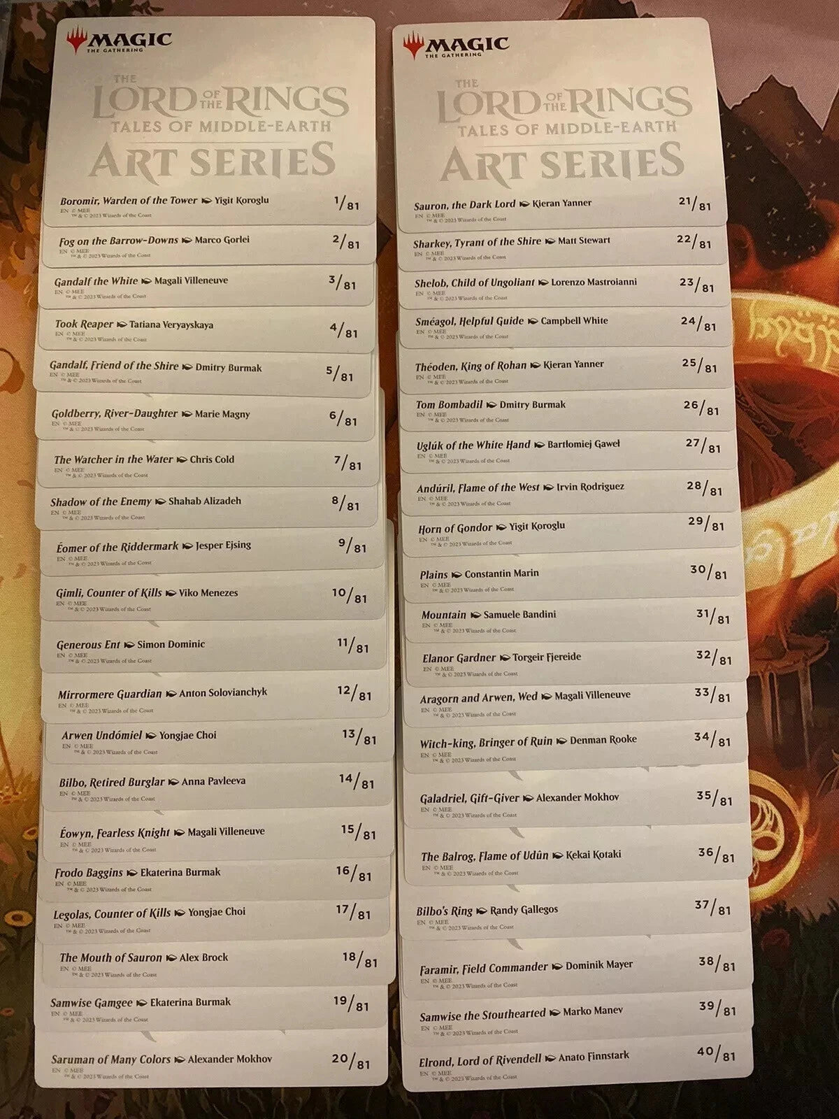 Magic the Gathering Art Series: Lord of the Rings Full Set (81 Count)